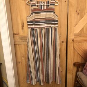 Coldwater Creek Striped Sleeveless Maxi Dress Cotton Linen Blend Women’s 12